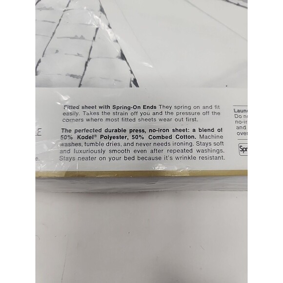 Springmaid Wondercale Percale Double Size Flat Sheet NOS White 81 X 104 No IRON - Picture 10 of 10